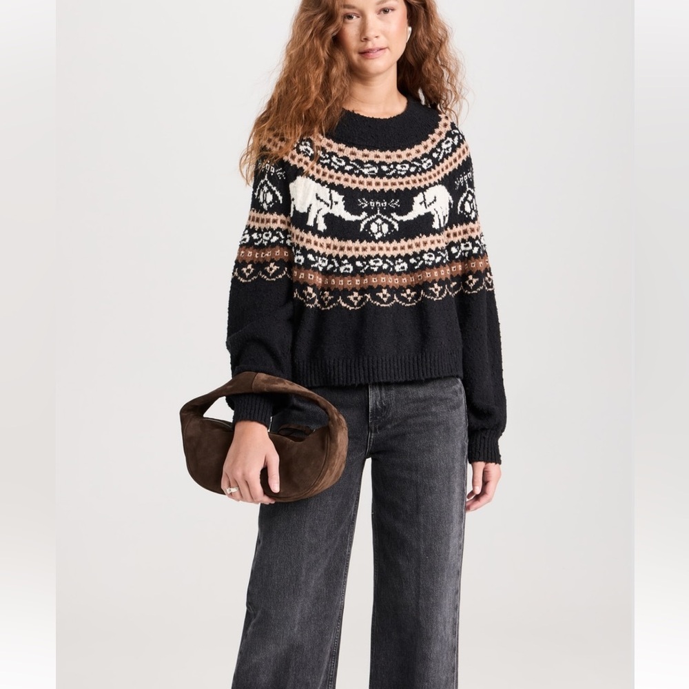 FREE PEOPLE Nellie Fair Isle Elephant Sweater size Medium - Picture 10 of 11